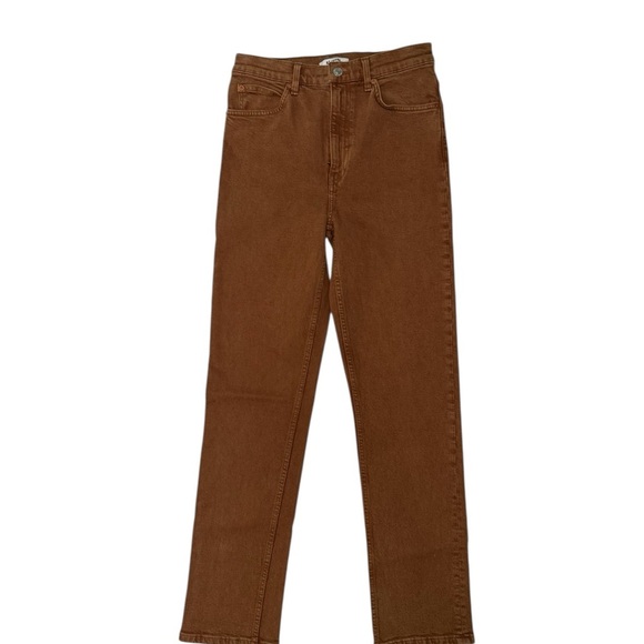 Re/Done HIGH RISE LOOSE Color Terracota Brown Denim Pants Size 28 - Picture 1 of 8